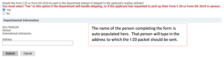 Reminder that the name of the applicant will auto-populate and that an address will need to be typed in. 