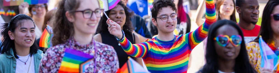 students at pride parade. 