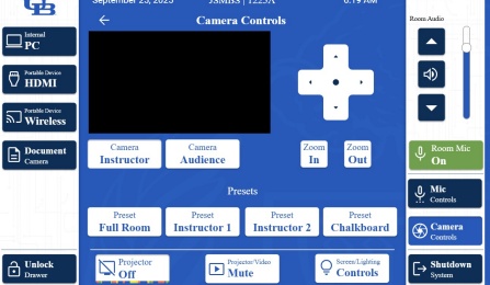 Zoom image: Image of the control panel options for the camera controls