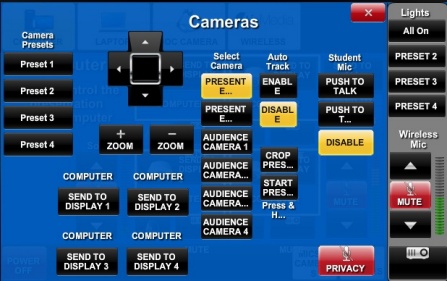 Zoom image: Image of the control panel camera options