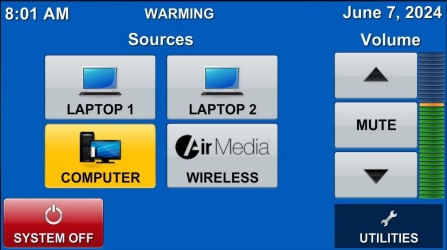 Zoom image: Image of the control panel listing computer source options