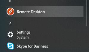 Zoom image: Image of the Windows Start menu showing Remote Desktop