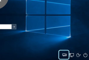 Zoom image: Click the Cisco AnyConnect icon at the bottom right of the Windows login screen 