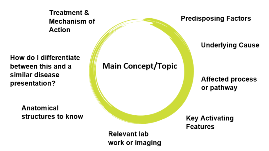 Image demonstrating the full circle technique for elaborative questioning. 