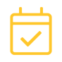 Illustration of a calendar page with a checkmark. 