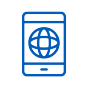Illustration of a mobile phone with a globe in the center. 