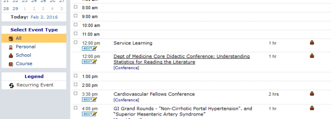 Screen capture of the main calendar view. 