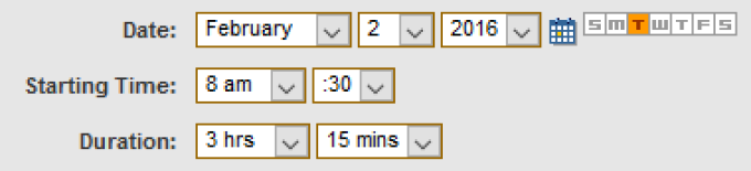 Add the date, time and duration for upcoming events. 