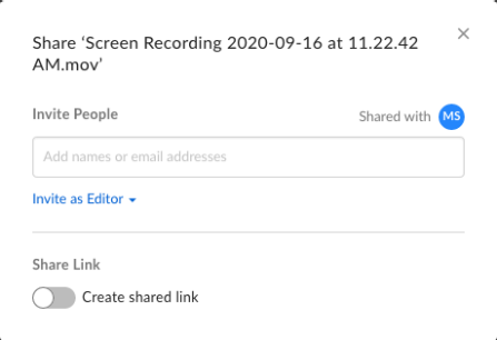 Click on Create Shared Link. 
