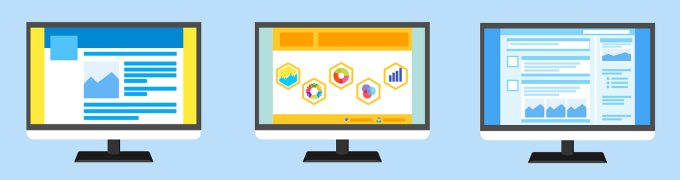 Computer screens have many colorful shapes on them. Image source: Pixabay. 