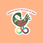 Neurodiversity network of WNY logo. Colorful bird on top of a colorful infinite sign. 