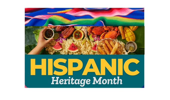 hispanic colorful mural reading Hispanic Heritage month. 