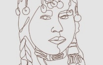 sketch of an indigenous woman. 