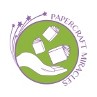 Papercraft Miracles Logo. A Hand receiving paper books flying from above coming down. 
