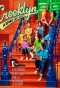 Movie poster of Crooklyn by Spike Lee. Red background, outside blue stairs a family is sitting on them wearing colorful clothes: a father a mother, a teen holding an orange ball, and four children sitting. 