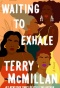 Book cover of "Waiting to Exhale" a drawing with four african women's silouettes with different hair shapes and colors wearing colorful dresses. 