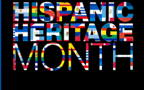 Hispanic Heritage Month in black with all flags filling the words Hispanic Heritage Month. 