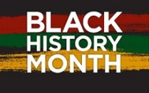 Black History Month Banner in color red, yellow and green. 