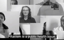 Racism is a Public Health Issue Screenshot video with the faces of several medical students in screen. 