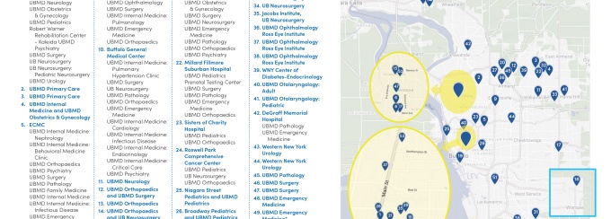 Zoom image: Click to zoom in on the map of UBMD Physicians' Group locations. Visit https://www.ubmd.com for detailed street address and contact information. 