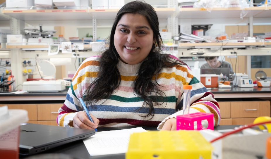 Student in research lab.