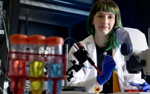 PhD student in lab.