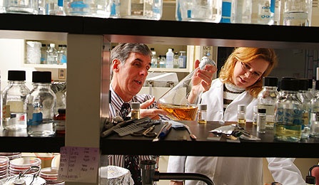 UB Distinguished Professor of Medicine Timothy Murphy, one of the principal investigators, working with a student in his lab. 