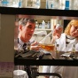 UB Distinguished Professor of Medicine Timothy Murphy, one of the principal investigators, working with a student in his lab. 