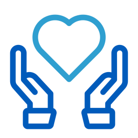 Hands holding a heart. 