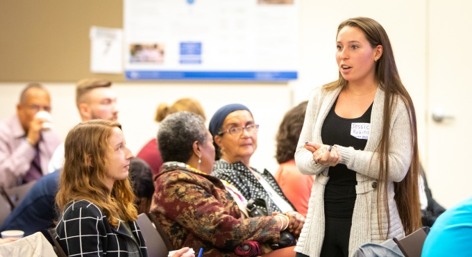 The Community Health Equity Research Institute Research Day was held in October 2022 at the Buffalo Educational Opportunity Center. Robert J. Gore, a 2002 alumnus of the Jacobs School of Medicine and Biomedical Sciences, was the keynote speaker. Following that was a time for poster presentations and a group discussion. 