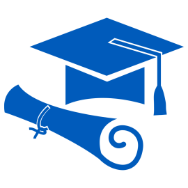 A diploma and graduation cap. 
