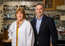Janet Morrow and Brad La Salle in a chemistry lab.